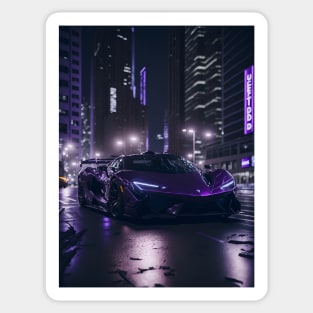 Chicago Night Ride Purple Sports Car Sticker